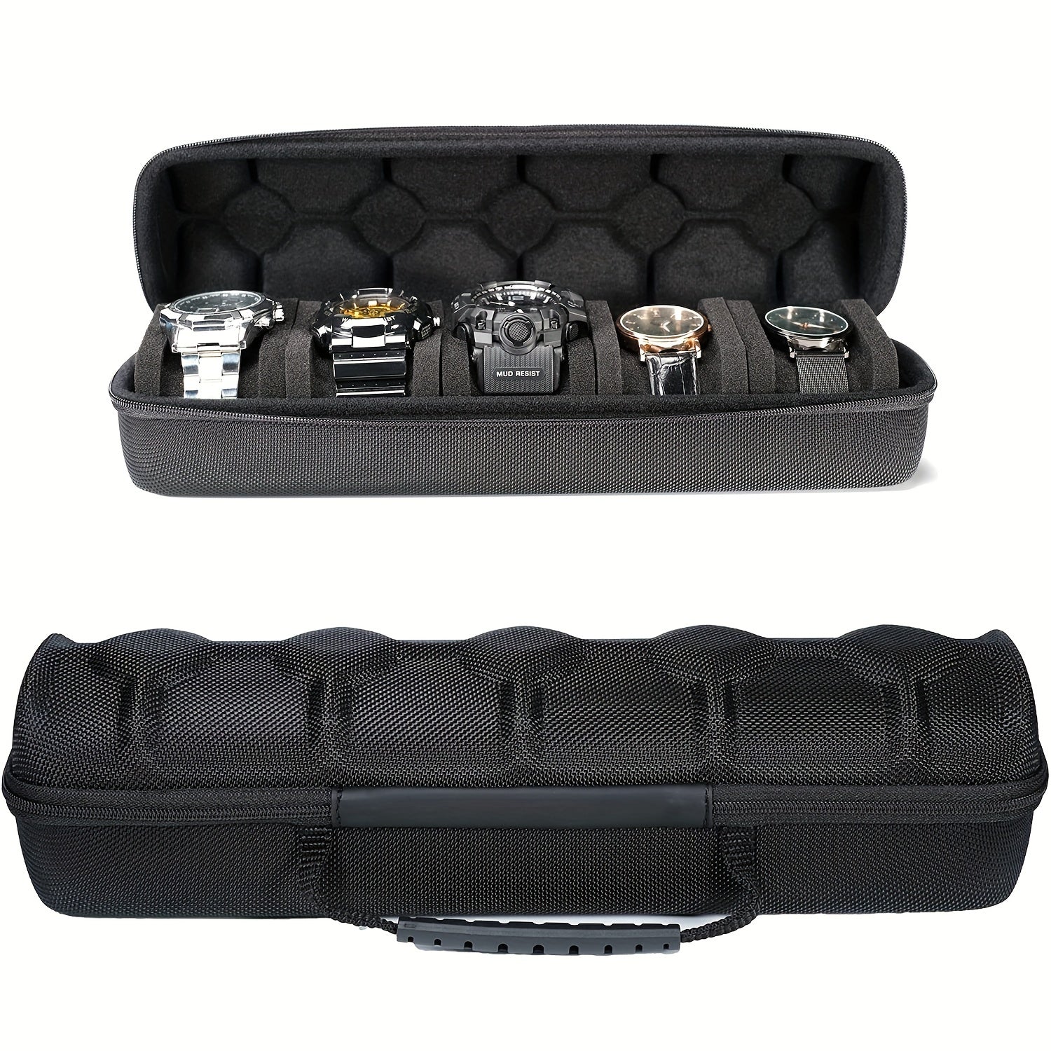 5 Slots Hard Watch Travel Case with Anti-move Watch Pillow