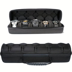 5 Slots Hard Watch Travel Case with Anti-move Watch Pillow
