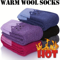 5 pairs Outdoor Cat Pattern Soft Thick Casual Cotton Warm Socks