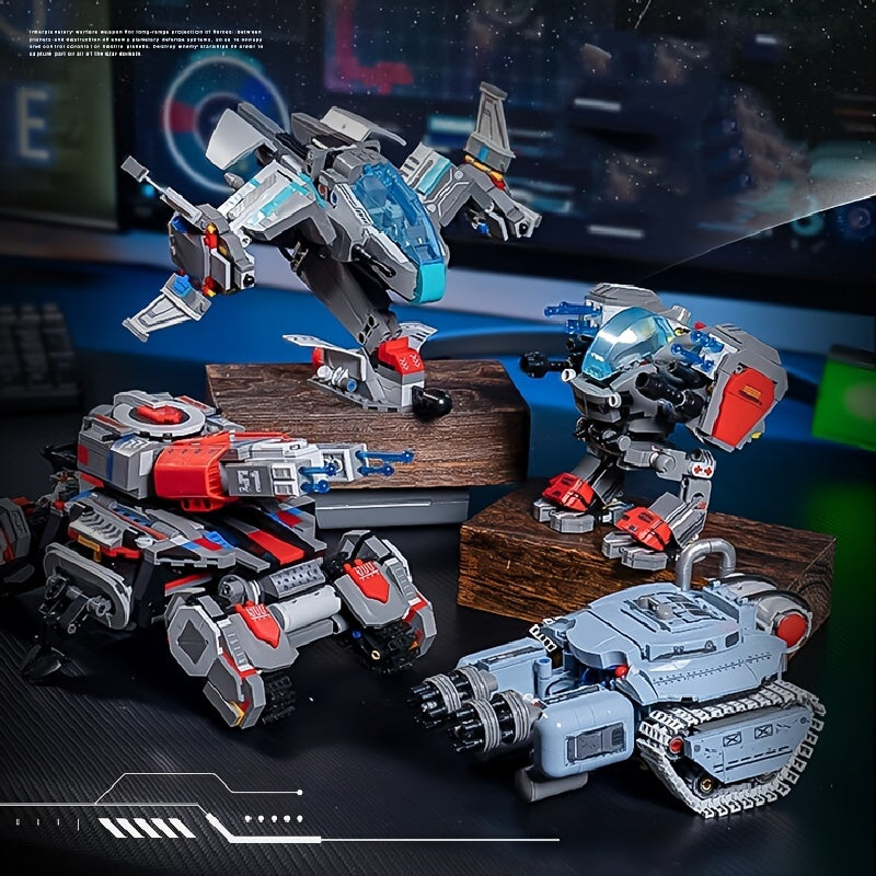 Sci Fi Building Blocks Set Robot Tank Airplane Model Kit ABS Toy
