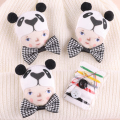 4pcs Panda Doll Head Patches Girls Hat DIY Sew Hand