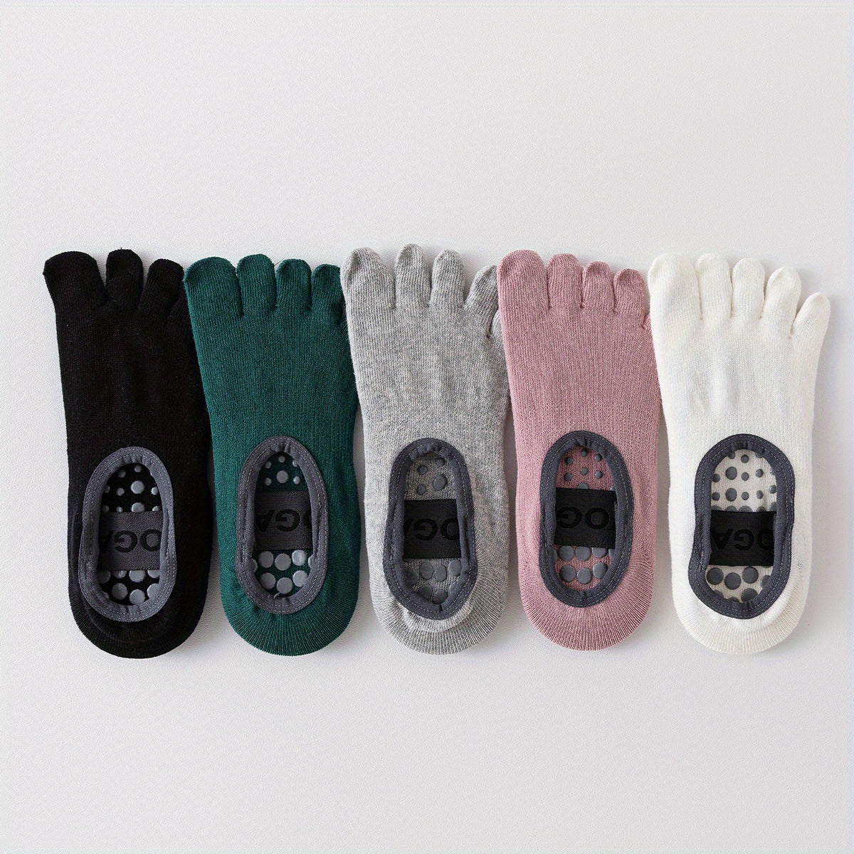 5 Pairs Mix Yoga Socks Anti-Skid Grips Five Toe Split Socks