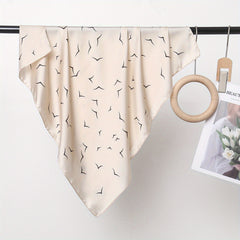 Solid Silk Square Scarf Birds Print Bandana Head Wrap