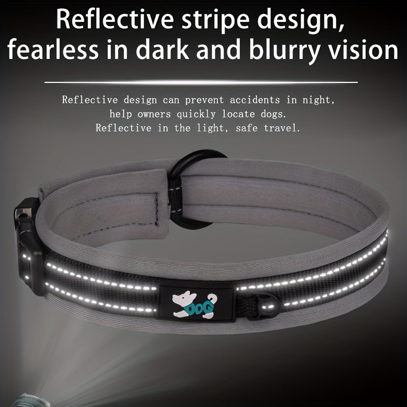 Reflective Dog Collar Night Walking Soft Comfortable Durable Buckle