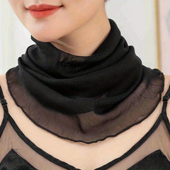 Polka Dot Ruffle Neck Scarf Striped Geometric Print Gauze Infinity Scarf