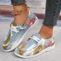 Women's Ripped Canvas Shoes Lace Up Low Top Sneakers