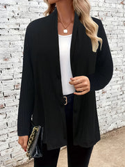  Solid Open Front Cardigan Long Sleeve