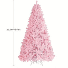 82in Pink Artificial Christmas Tree with Stand Holiday Party Decoration