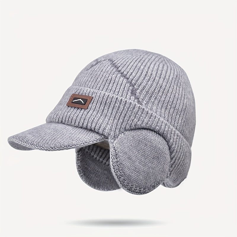 Winter Outdoor Ear Protection Cap Warm Knit Hat Thickened Wide Brim Hat