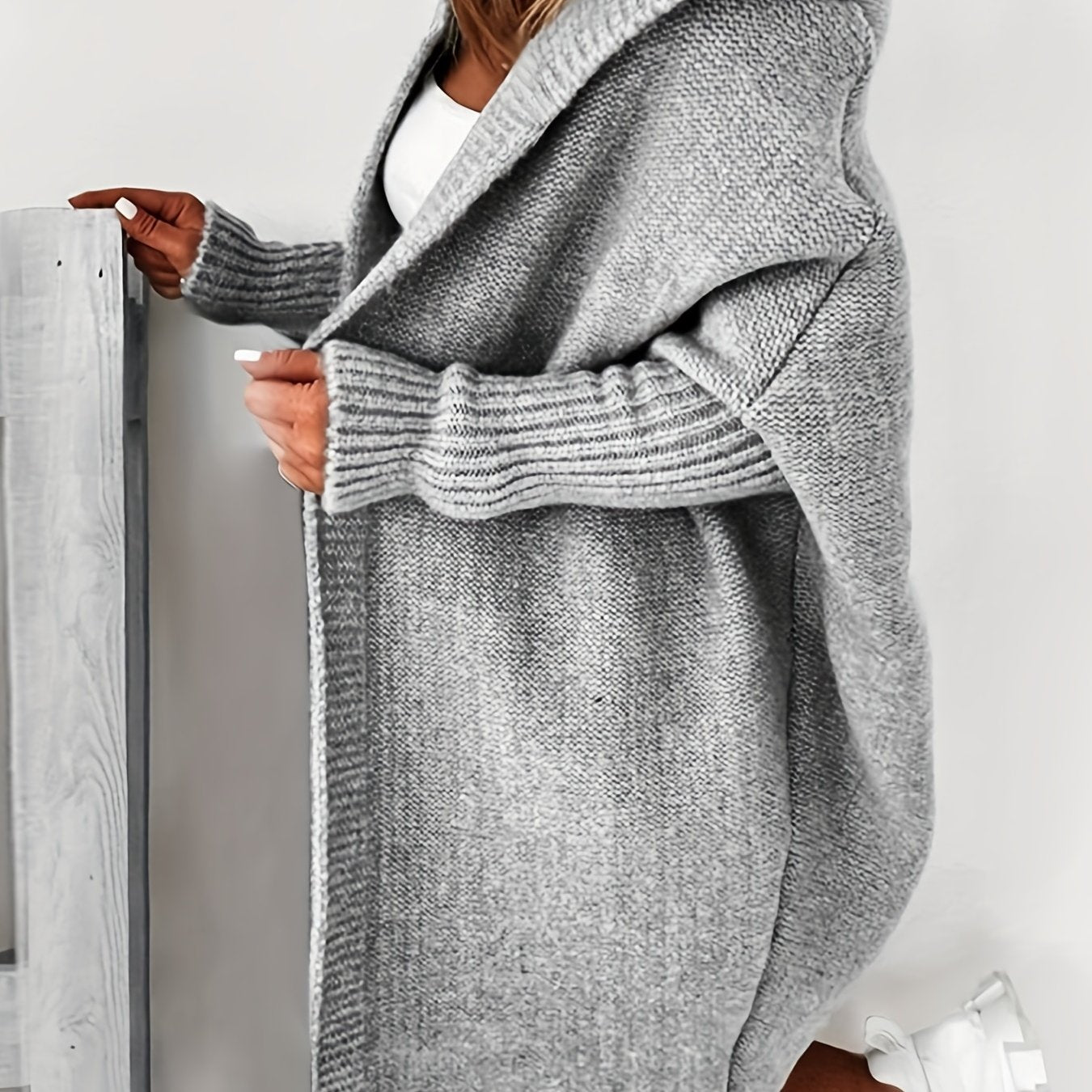 Oversized Knitted Cardigan Long Sleeve Casual Sweater For Winter & Fall