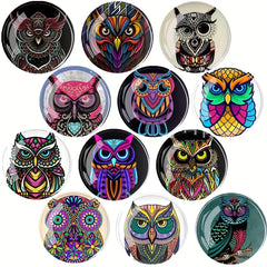 12pcs Owl Glass Refrigerator Magnets Decorative Office Kitchen Whiteboard Magnet