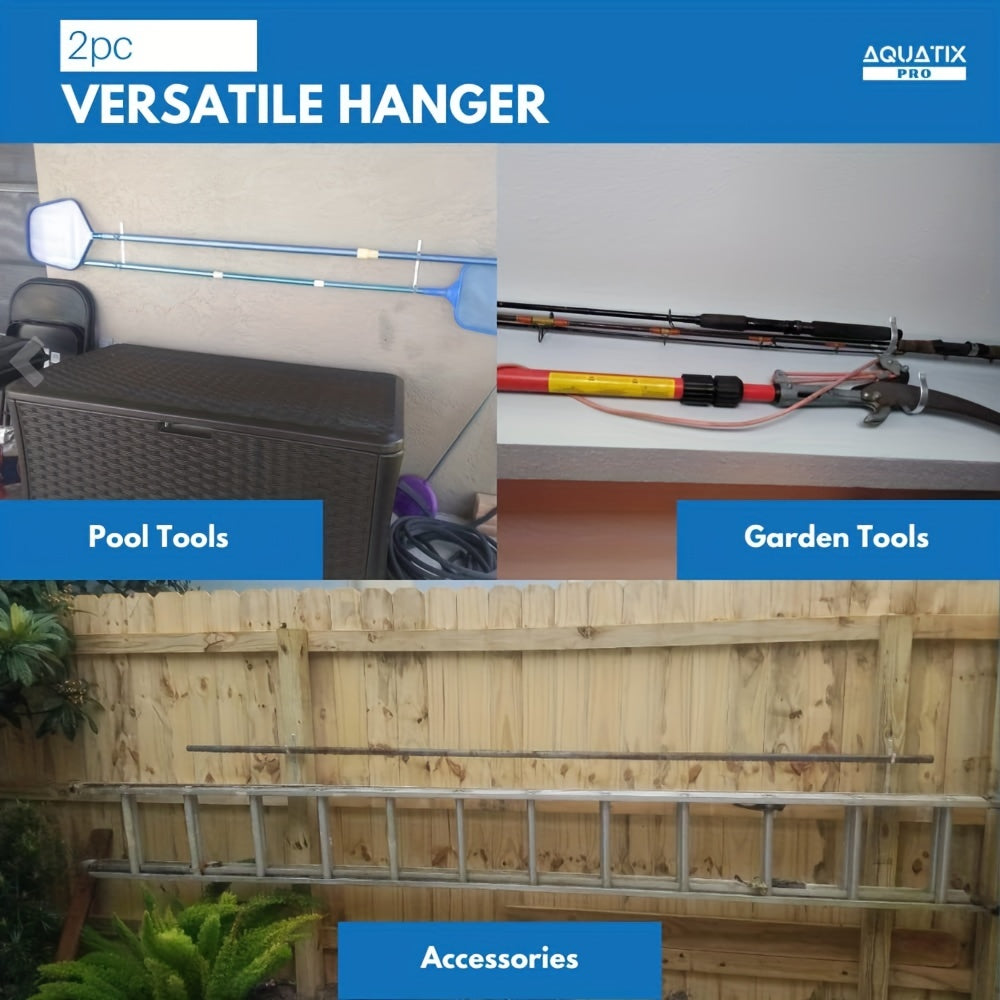 Aluminium Pool Pole Hangers 2 Pack with 4 Nails