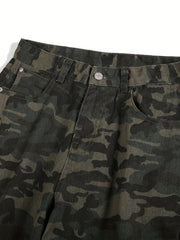 Men's Camo Cargo Pants Straight Leg Street Style
