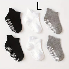 6 Pairs Boy's Non Slip Socks Cotton Blend Bottom Rubber Dot Soft Socks