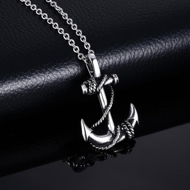 Men's Stainless Steel Anchor Pendant Necklace Pirates Of The Caribbean