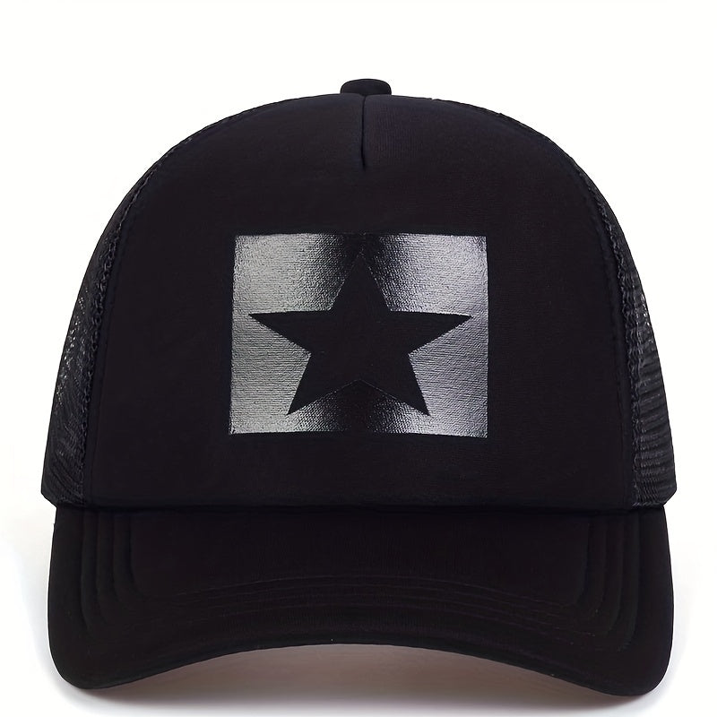 Star Print Mesh Trucker Hat Hip Hop Baseball Cap Breathable Sunshade Dad Hats