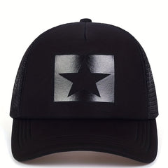 Star Print Mesh Trucker Hat Hip Hop Baseball Cap Breathable Sunshade Dad Hats