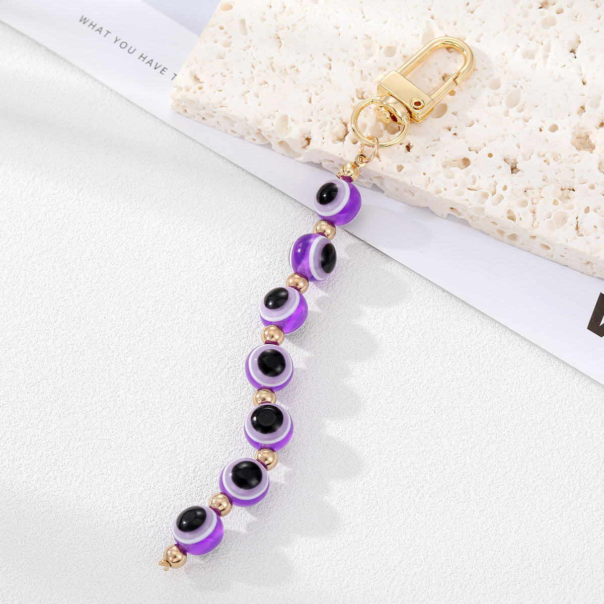 Boho Rainbow Evil Eye Beads Keychain Key Ring Lucky Eye Bag Car Accessories