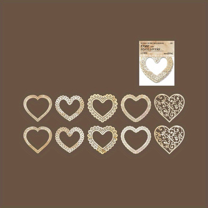 10pcs Pack Paper Space Time Series Lace Border Decoration Base Paper