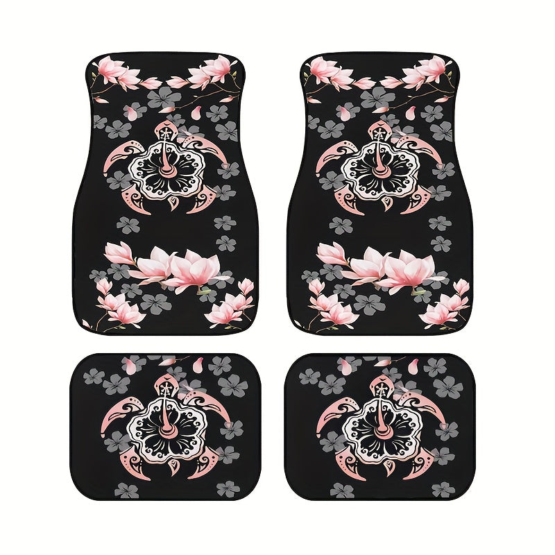 4pcs Spiral Pattern Car Floor Mats Water Absorbent Non Slip Stain Resistant