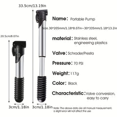 Portable Ball Pump Kit with Needle Nozzle for Bike Basketballs Footballs