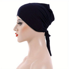 Drawstring Lace Up Turban Soft Hijab Hat Inner Cap Women Headwraps