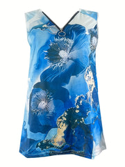 Random Print Sleeveless Top for Women