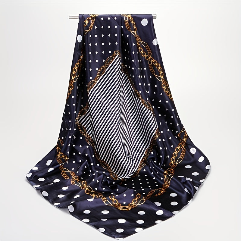 Polka Dot Vintage Bandana Silk Square Scarf Large Satin Shawl