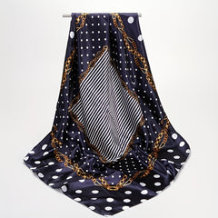 Polka Dot Vintage Bandana Silk Square Scarf Large Satin Shawl