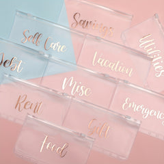 10pcs Rose Golden Letter Binder Zipper Bags Set
