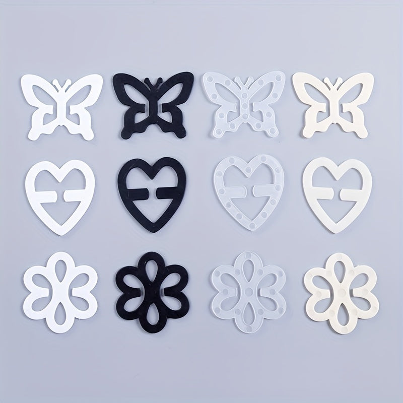 4pcs Heart Shaped Bra Strap Clips Non slip Buckles Conceal Bra Straps