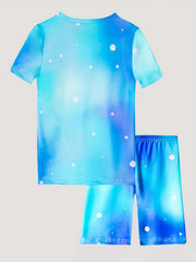 Mermaid Print 2pcs Pajamas Set for Girls, Loungewear PJ Set