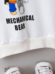 Boys Bear Print Hoodie for Spring Fall