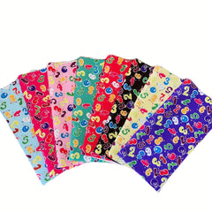 8pcs Number Theme Fabric Fat Quarter DIY Sewing Supplies