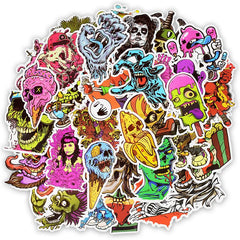 50pcs Skeleton Stickers for Laptops, Skateboards - Cool Decal Pack
