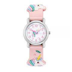 Girls Cartoon Quartz Watch Unicorn Ice Cream Print Gift