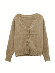  Solid Button Up Long Sleeve Cardigan