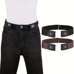 2pcs No Buckle Elastic Belt Stretchy For Women Men Pants Jeans Adjustable