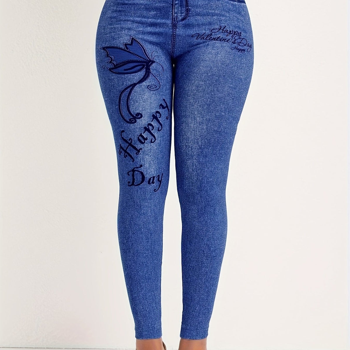 Butterfly Print High Rise Stretch Leggings