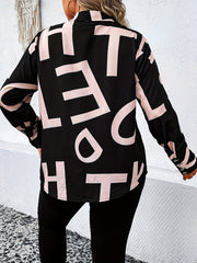  Women's Letter Print Button Up Blouse