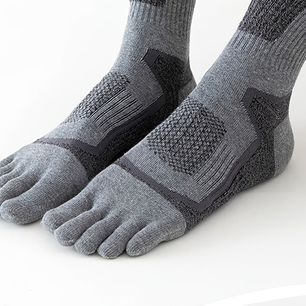 Men's Cotton Mid-calf Five Finger Socks - Outdoor Mountaineering Running