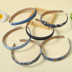 Boho Denim Headband Paisley Print Retro Style Head Hoop Women Girls Hair