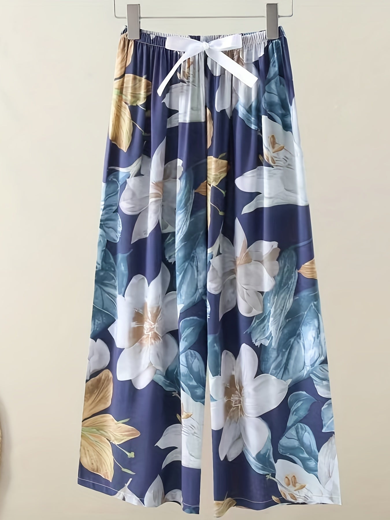  Floral Print Wide Leg Pants