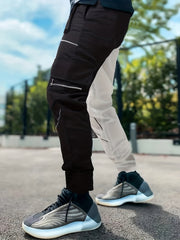 Reflective Strip Men's Work Pants Drawstring Cargo Pants