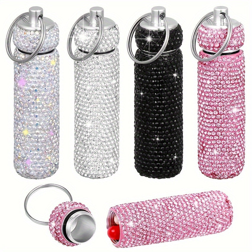 1pc First Aid Pill Sealed Jar Keychain Portable Aluminum Alloy Keychain