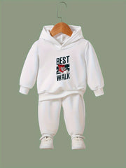 Girls 2pcs Shoes Print Hoodies Jogger Pants Set Sports