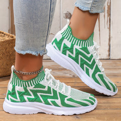 Wave Pattern Running Shoes Women Lightweight Sneakers