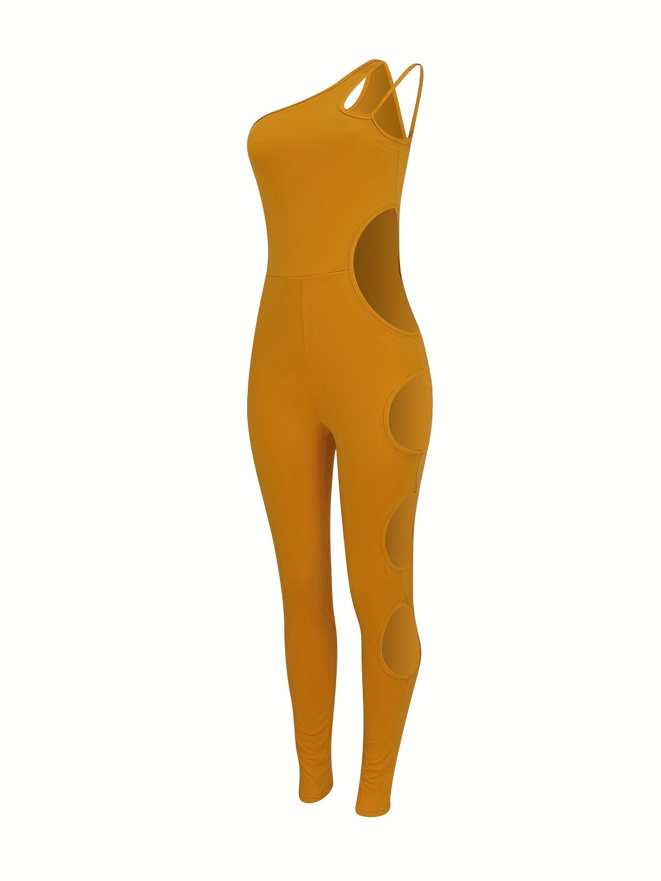 One Shoulder Cut Out Jumpsuit Sexy Sleeveless Jumpsuit