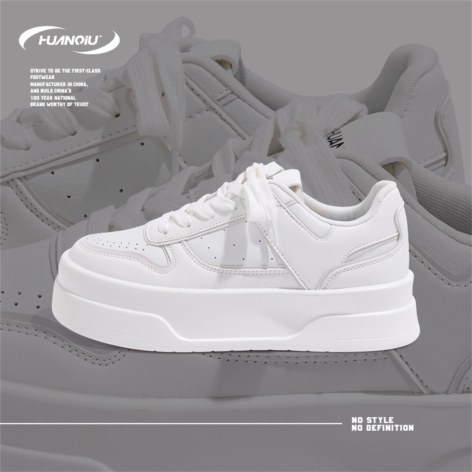 HUANQIU Lace-up Skate Shoes Non Slip Sports Sneakers