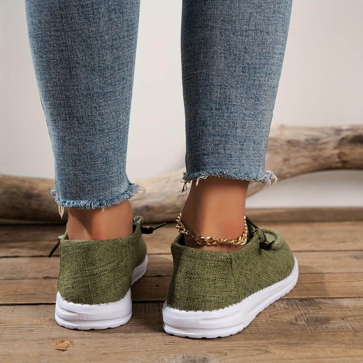Women's Canvas Lace Up Low Top Slip On Shoe